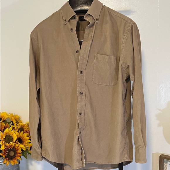 Roundtree & Yorke Men’s Corduroy Shirt Brown Long Sleeve Button Down - Picture 2 of 2